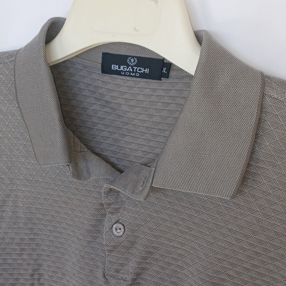 BUGATCHI Uomo Egyptian Cotton Polo Shirt, Gray. Size XLarge - Picture 2 of 9